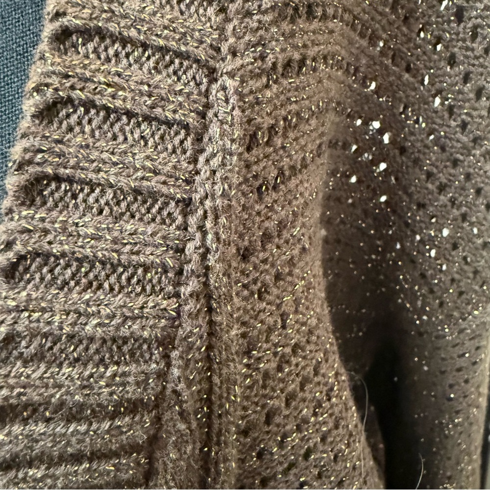Lane Bryant Brown with subtle Metallic Threading, Oversized, Deep V Neck Sweater - Picture 5 of 6